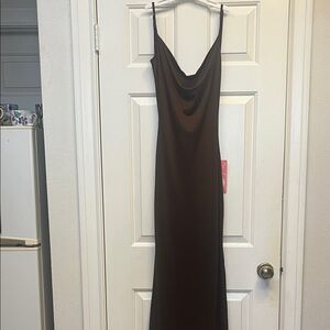 Heart & Hips Sleek Brown Maxi Dress S NWT